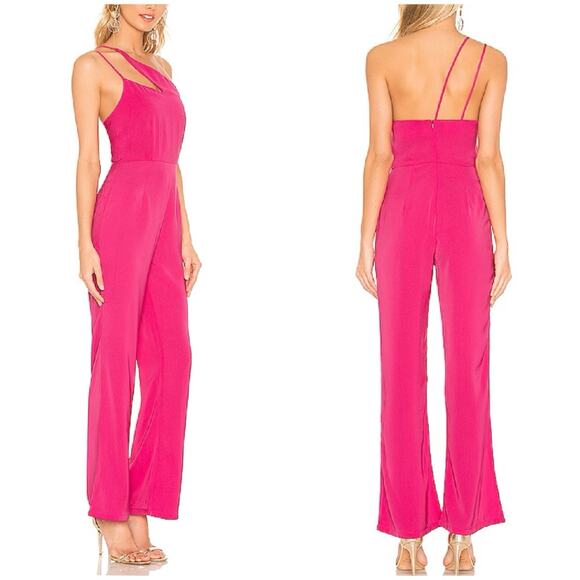 REVOLVE Pants - Revolve super down anouk cut out Pink Wide Leg jumpsuit